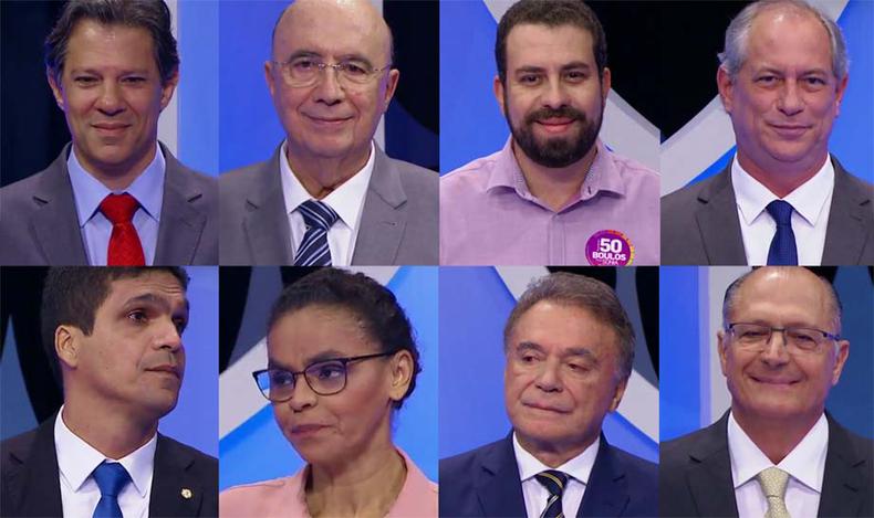 Candidatos à presidência que participaram do debate - Cabo Daciolo, o primeiro da segunda fileira - Foto Google Candidatos à presidência que participaram do debate - Cabo Daciolo, o primeiro da segunda fileira - Foto Google